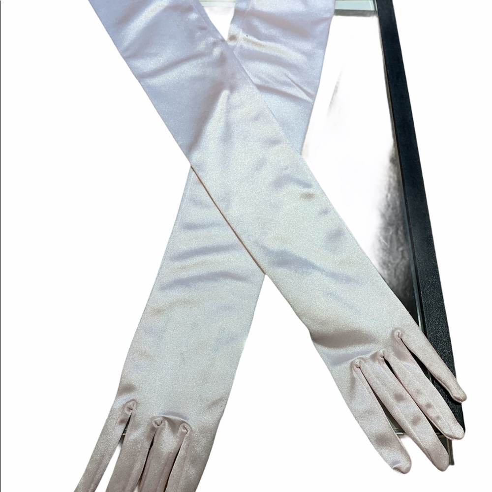 Pale pink elbow length gloves